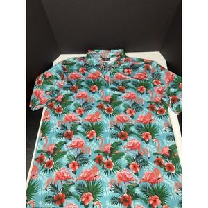 Yatta Golf Polo Shirt Mens 3XL Flamingo All Over Print Performance Golf Tropical